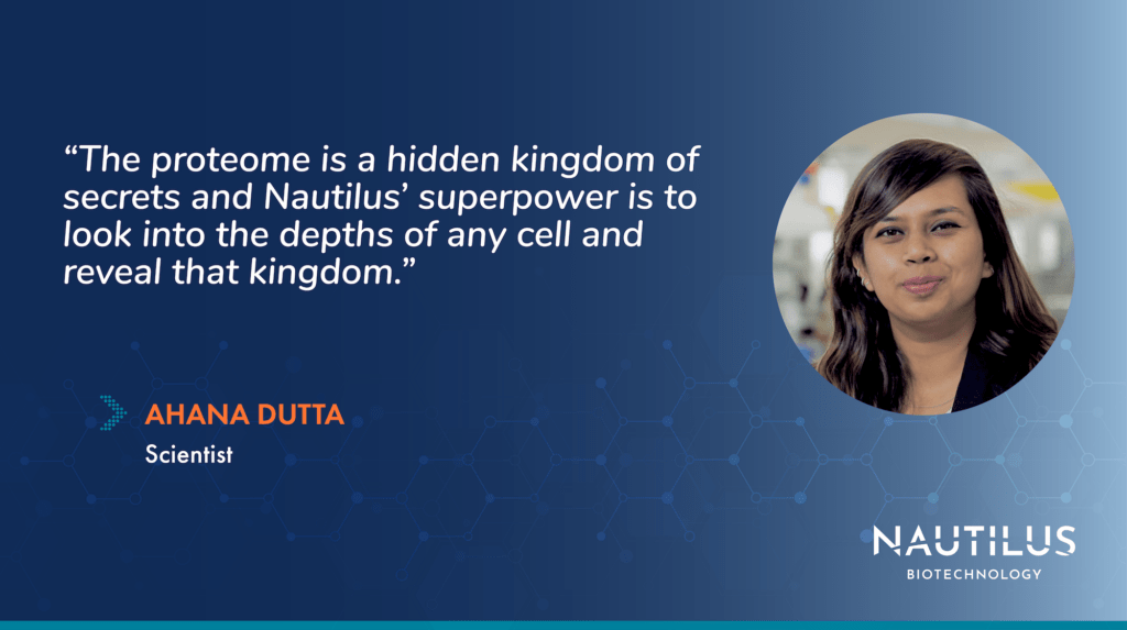 Headshot and quote from Ahana Dutta, Nautilus scientist.