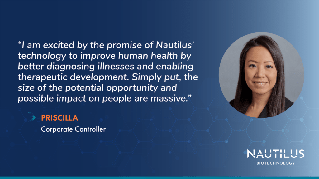 Headshot and quote from Priscilla Chen, Nautilus Corporate Controller