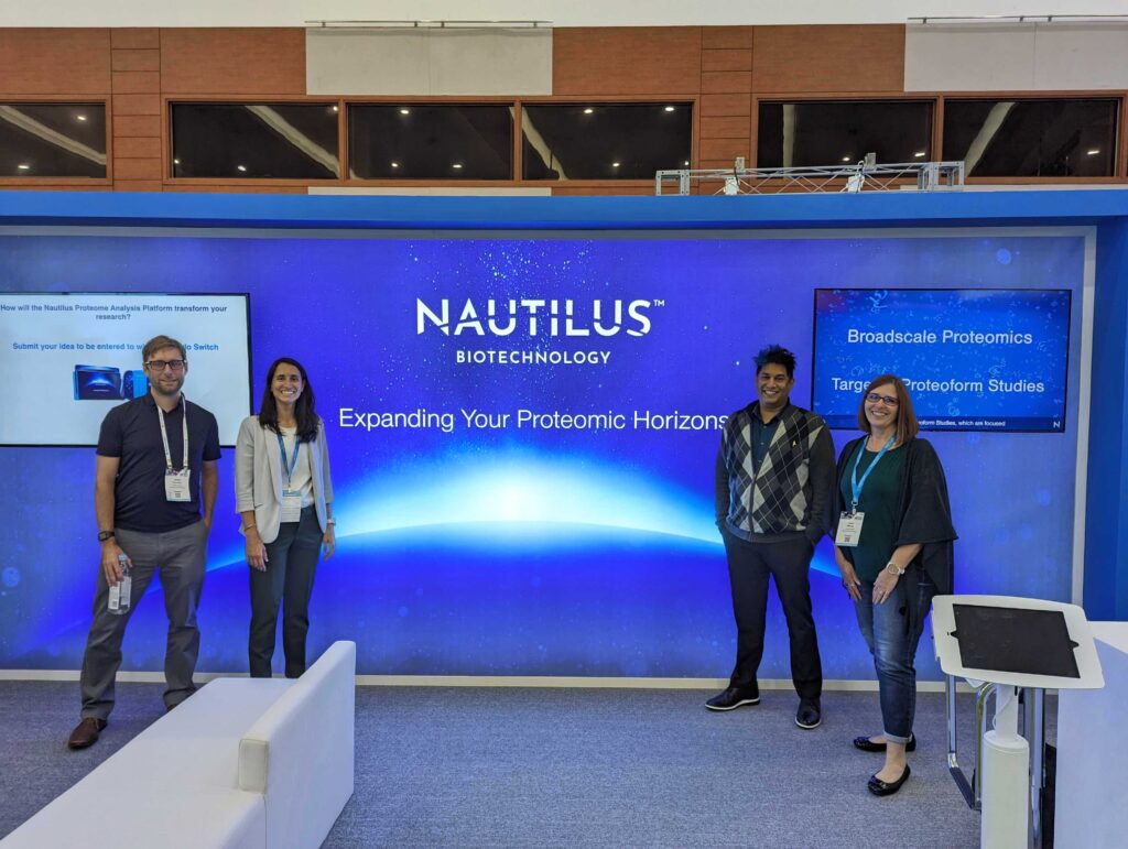 Nautilus team members at their booth at the HUPO 2023 World Congress