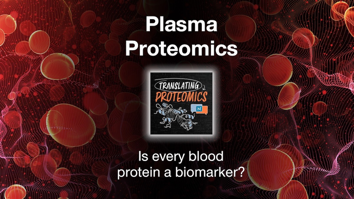 Red blood cells with the translating proteomics logo overlaid on top of them